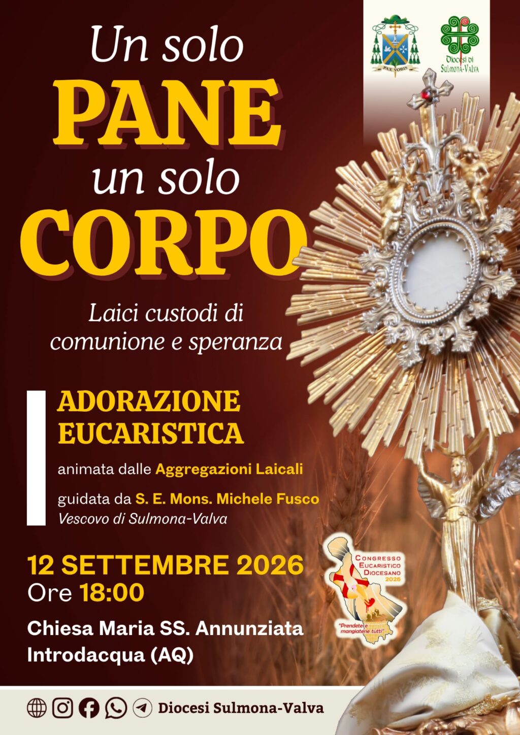 INTRODACQUA, I LAICI CUSTODI DI COMUNIONE: L’EUCARISTIA AL CENTRO DEL CAMMINO DIOCESANO